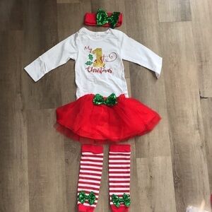 My 1st Christmas outfit for baby girl size newborn 0-3 month 4 piece